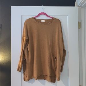 Super soft, camel, long sleeve, sweater.
